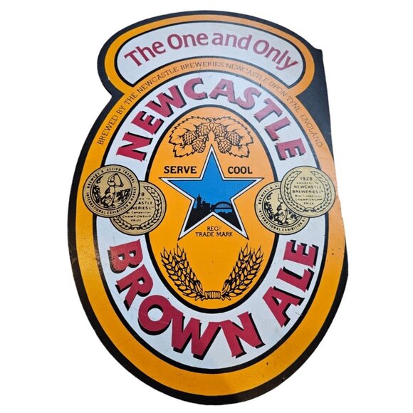 Newcastle Brown Ale Sign The One And Only Fiberboard Beer Label Double Sided - Picture 14 of 15